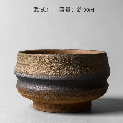 Jingdezhen Handmade Ceramic Tea Cup - Japanese-style Rustic Chawan Master Cup, Wood-fired Gongfu Tea Set (Set of 1)