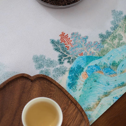 250cm×30cm Japanese-Style Waterproof Tea Table Runner – Zen Extra-Long Absorbent Mat for Chinese Tea Ceremonies (Luxury Fabric Tea Decor)