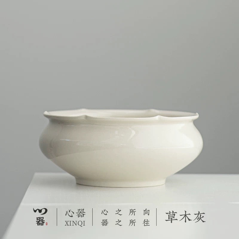 Zen Ash Tea Cleansing Vessel" - Ceramic Tea Bowl Washer & Waste Water Jar (Wabi-Sabi Style Gongfu Tea Set Essential)