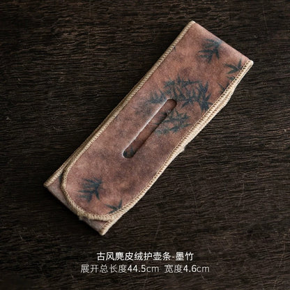 Suede Tea Set Protection Straps - Anti-Collision Wrapping Bands for Teapots & Cups (Portable Travel Accessories for Outdoor Tea Ceremonies)