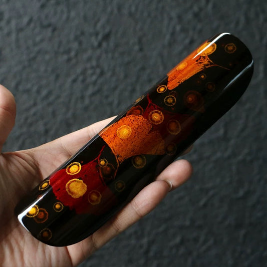 Gold-Leaf Ginkgo Tea Tools – Handmade Lacquered Bamboo Scoop & Tea Tray