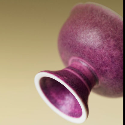 Handmade Yaobian Purple Tea Cup – Crystalline Glaze Ceramic Gongfu Set