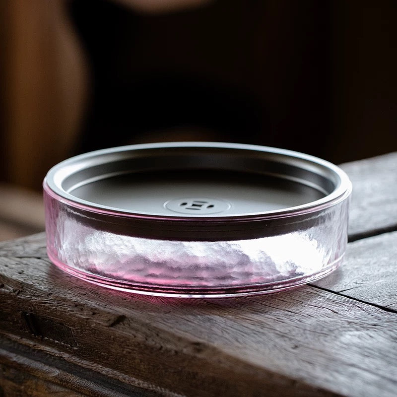 Vintage Glass Tea Waste Water Jar - Large Covered Wastewater Container for Tea Ceremony (Multi-Functional as Brush Rinse & Cup Cleaner)