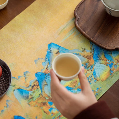 250cm×30cm Japanese-Style Waterproof Tea Table Runner – Zen Extra-Long Absorbent Mat for Chinese Tea Ceremonies (Luxury Fabric Tea Decor)