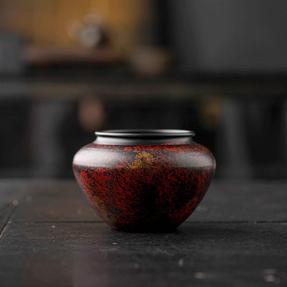 Antique Iron Lacquer Tea Waste Vessel— Multi-Functional Tea Debris Jar with Waste Water Lid (Traditional Dry/Wet Tea Ceremony Essential)