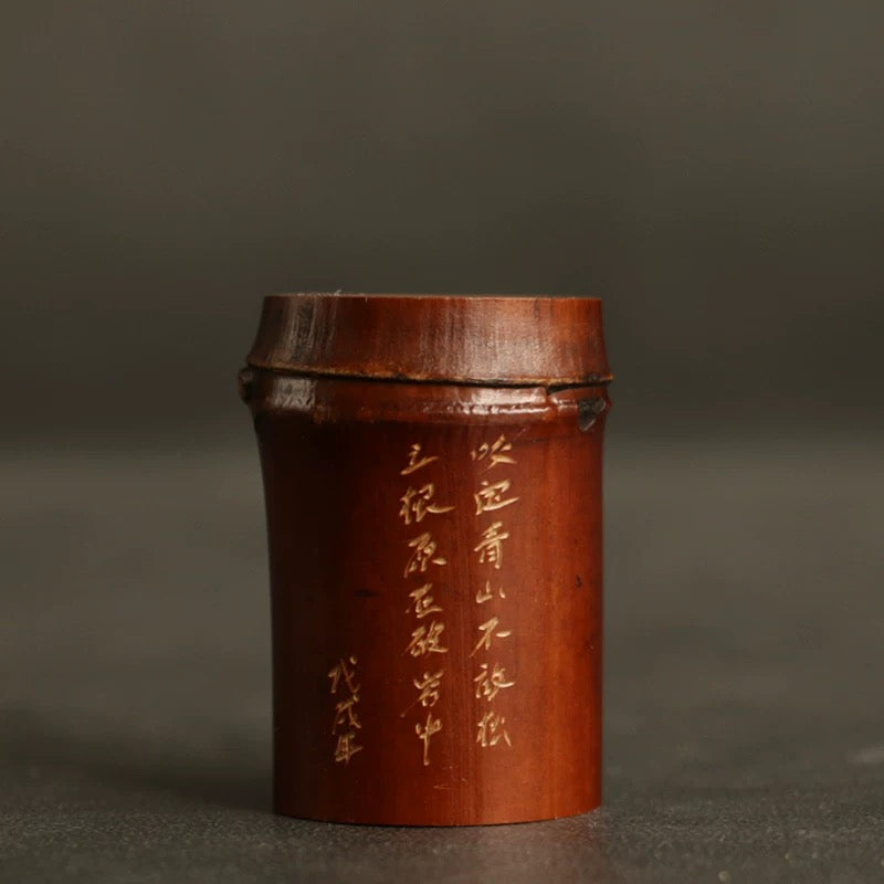 Aged Black Bamboo Teapot Stand – Handmade Lid Rest for Purple Clay & Iron Teaware