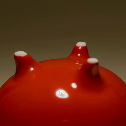 Palace Red Tripod Tea Waste Container - Premium Dry-Brew Ceramic Discard Vase