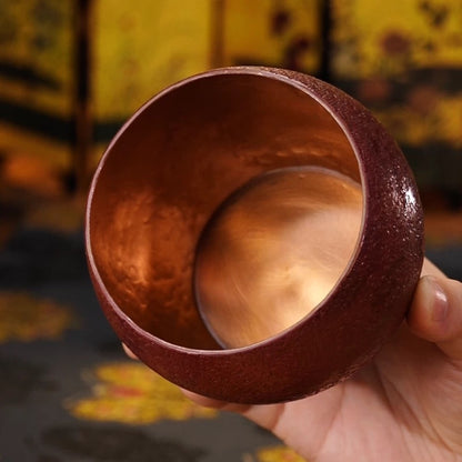 Handmade Vintage Copper Jian Shui Tea Waste Container – Covered Tea Water Bowl, Tea Residue Collector, and Rinse Water Pot for Tea Ceremony