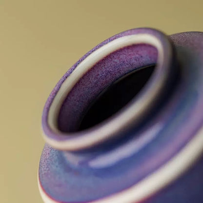 Artisan Purple Jun Ware Tea Container - Small Ceramic Tea Tin with Wabi-Sabi Aesthetic