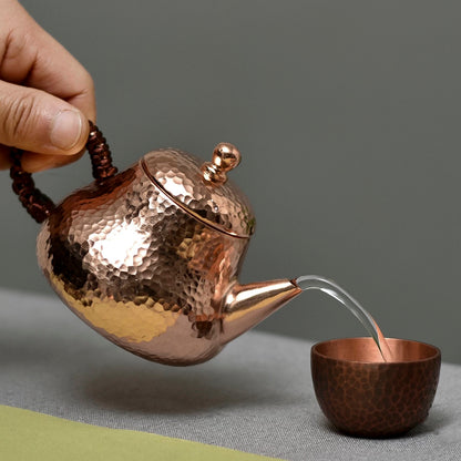 Handcrafted Mini Copper Teapot - Small Retro Gongfu Tea Brewer with Handle