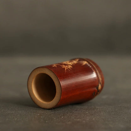 Aged Black Bamboo Teapot Stand – Handmade Lid Rest for Purple Clay & Iron Teaware