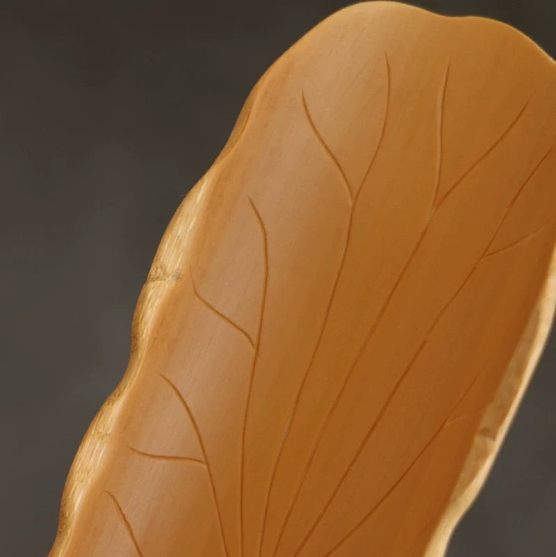 Premium Carved Bamboo Tea Tools – 3-Piece Lotus Leaf Set with Tea Scoop & Picker