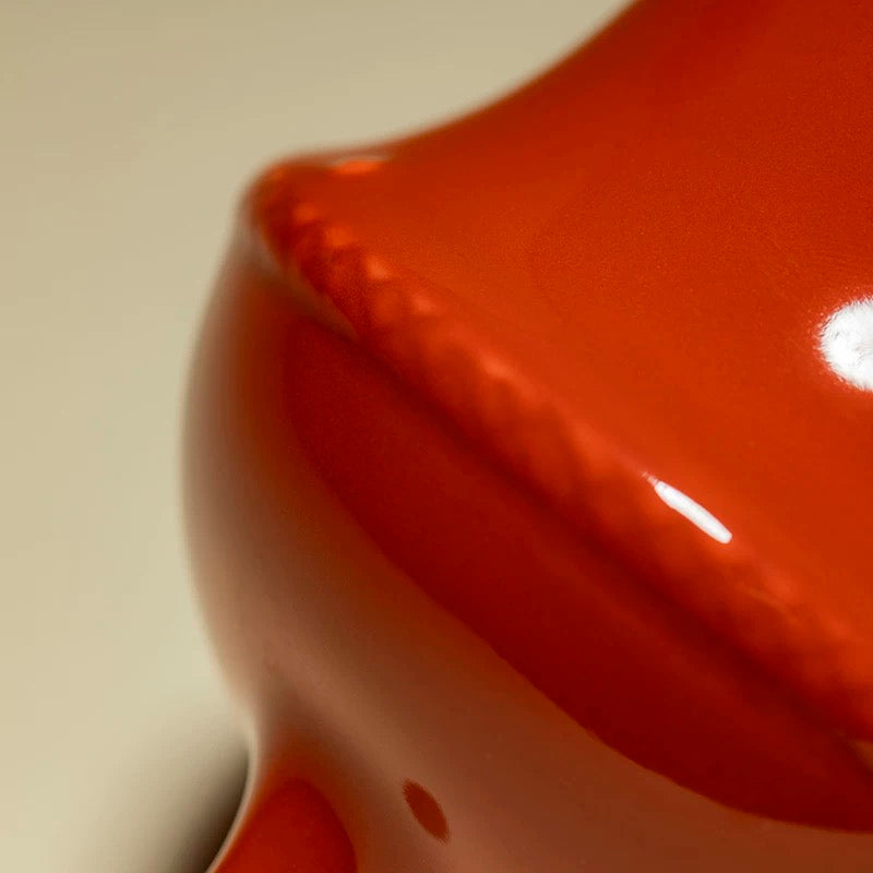 Palace Red Tripod Tea Waste Container - Premium Dry-Brew Ceramic Discard Vase