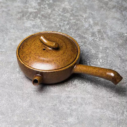 Handmade Retro Japanese-style Side-handle Teapot - Coarse Clay Gongfu Tea Brewer, Small Chinese Ceramic Pouring Pot