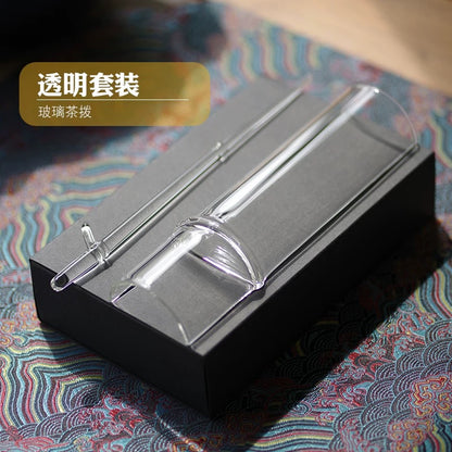 Elegant Bamboo-Inspired Glass Tea Scoop – Transparent Household Tea Tool for Measuring, Awakening, and Serving Tea | Multi-Purpose Tea Scoop, Pick, Stirrer, and Tea Leaf Holder | Essential Tea Ceremony Accessory