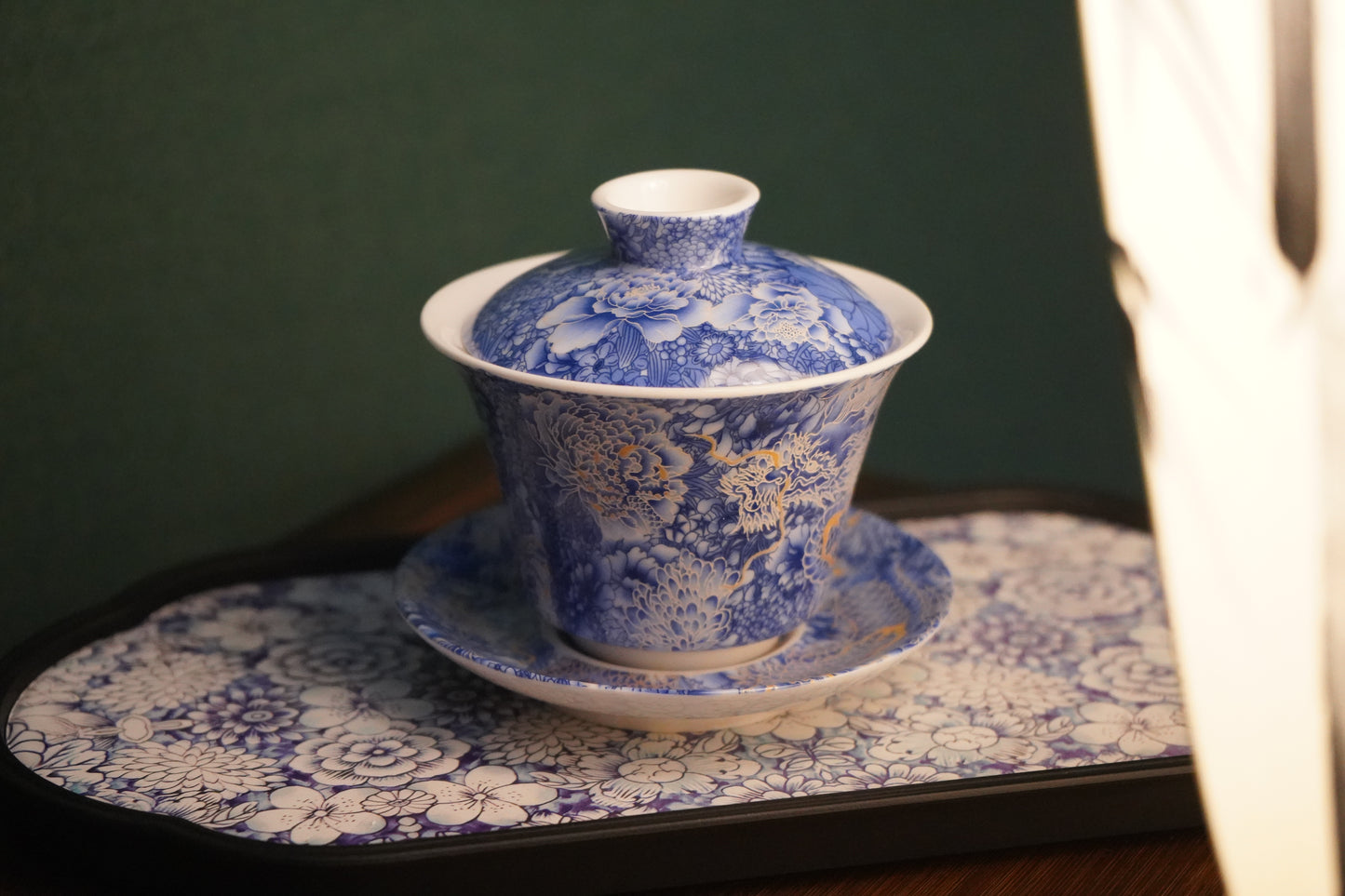 White porcelain hand-painted lid bowl