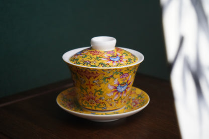 White porcelain hand-painted lid bowl