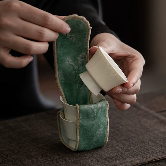 Suede Tea Set Protection Straps - Anti-Collision Wrapping Bands for Teapots & Cups (Portable Travel Accessories for Outdoor Tea Ceremonies)