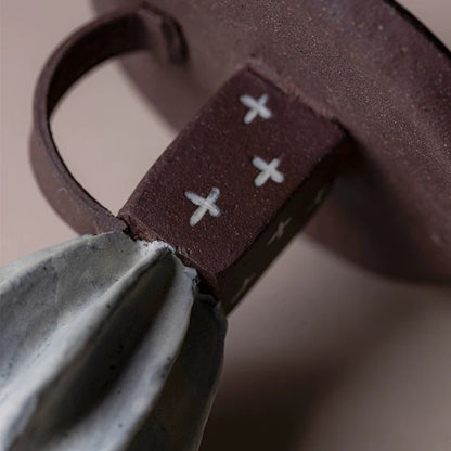 Japanese-Style Rustic Ceramic Candle Holder – Handcrafted Tea Table Decor for Home & Meditation (Artisanal Unglazed Altar Lamp)