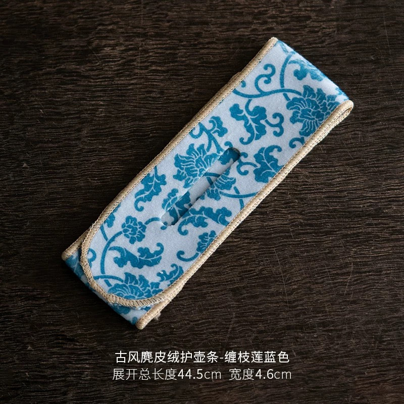 Suede Tea Set Protection Straps - Anti-Collision Wrapping Bands for Teapots & Cups (Portable Travel Accessories for Outdoor Tea Ceremonies)