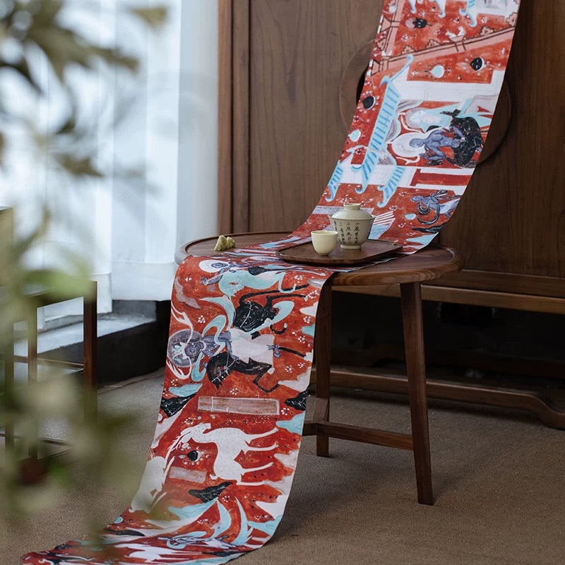 250cm×30cm Japanese-Style Waterproof Tea Table Runner – Zen Extra-Long Absorbent Mat for Chinese Tea Ceremonies (Luxury Fabric Tea Decor)