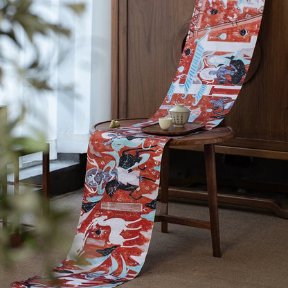 250cm×30cm Japanese-Style Waterproof Tea Table Runner – Zen Extra-Long Absorbent Mat for Chinese Tea Ceremonies (Luxury Fabric Tea Decor)