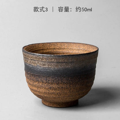 Jingdezhen Handmade Ceramic Tea Cup - Japanese-style Rustic Chawan Master Cup, Wood-fired Gongfu Tea Set (Set of 1)