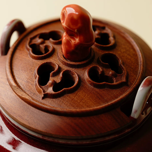 Bean-Red Tripod Incense Sanctuary – Scholar's Official-Glaze Ceremonial Vessel (Seal-Script Compatible Conical Burner)