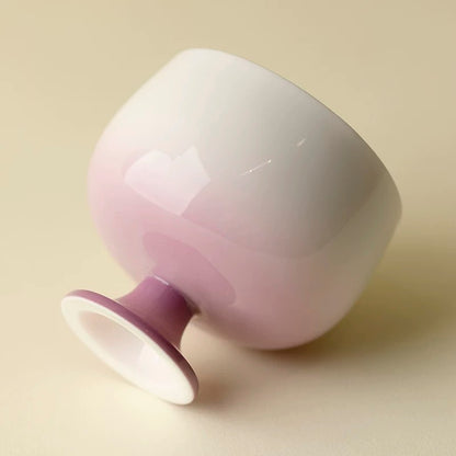 Gradient Purple Jade Porcelain Tea Cup – Artistic Stemmed Master Cup for Gongfu Tea