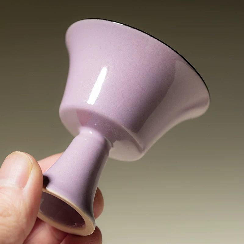 Handmade Purple Jade Porcelain Tea Cup – Luxury Stemmed Gongfu Master’s Cup