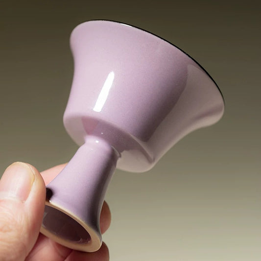 Handmade Purple Jade Porcelain Tea Cup – Luxury Stemmed Gongfu Master’s Cup