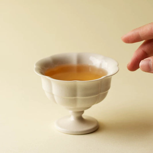 Vintage Floral Tea Cup for Women - Artistic Plant-Ash Glazed Master Cup