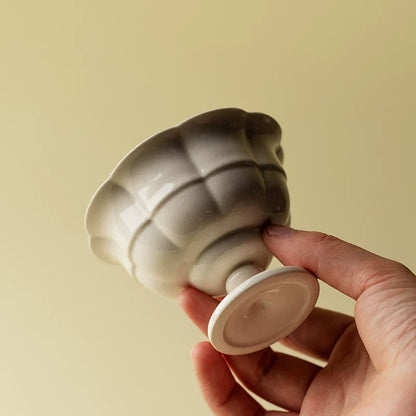 Vintage Floral Tea Cup for Women - Artistic Plant-Ash Glazed Master Cup