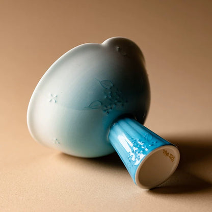 Premium Arita Porcelain Tea Cup - Cobalt Hand-Painted Stemmed Master Cup