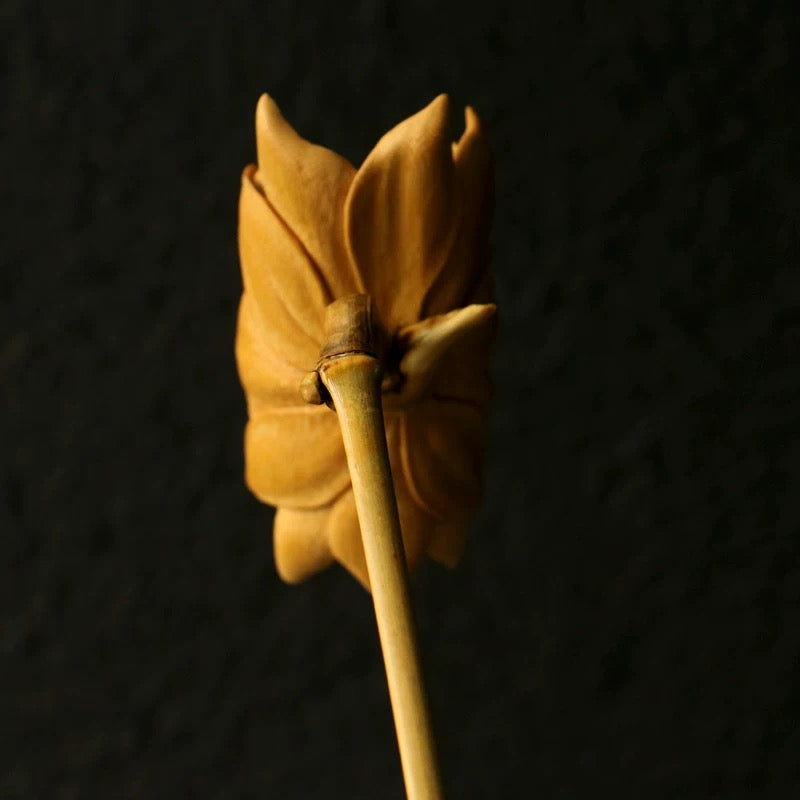 Handmade Lotus Bamboo Art – Solid Carved Decor for Zen Tea Spaces