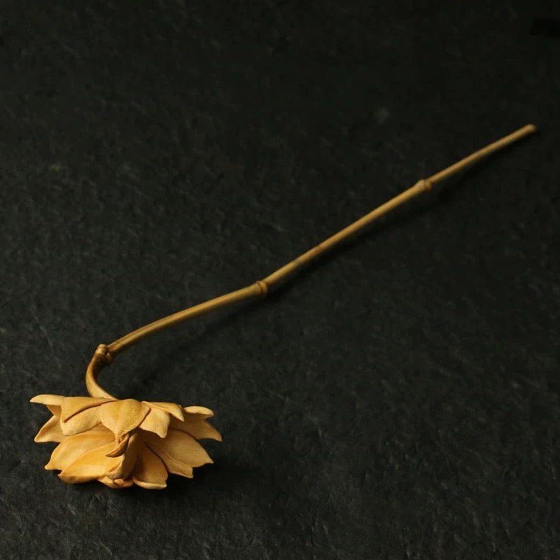 Handmade Lotus Bamboo Art – Solid Carved Decor for Zen Tea Spaces