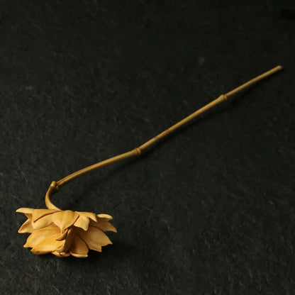 Handmade Lotus Bamboo Art – Solid Carved Decor for Zen Tea Spaces