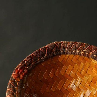 Artisan Bamboo Tea Scoop – Woven Interior with Tortoiseshell Pattern