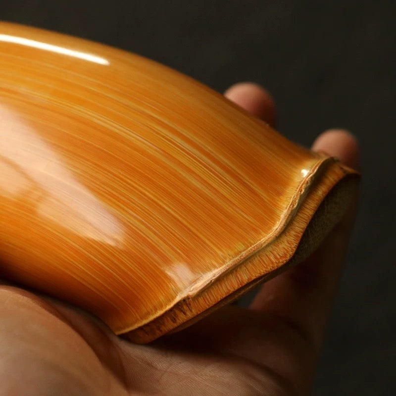 Aged Bamboo Tea Tools – Handcrafted Tortoise-Shell Pattern Scoop & Leaf Tray