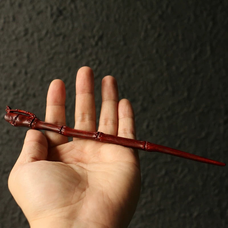 Handmade Rosewood Hairpin & Bamboo Tea Set – Chinese Classical Hair Accessory with Ceremonial Scoop