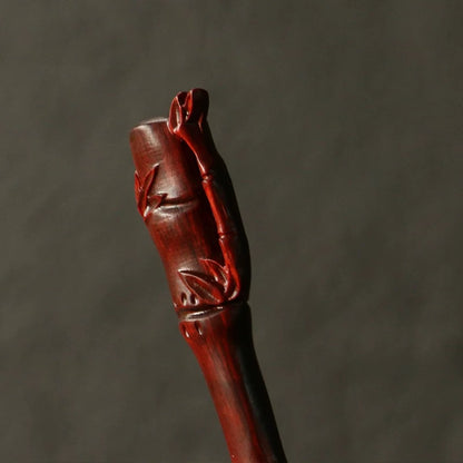 Handmade Rosewood Hairpin & Bamboo Tea Set – Chinese Classical Hair Accessory with Ceremonial Scoop