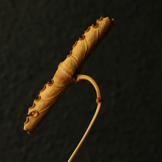 Handmade Bamboo Lotus Decor – Solid Carved Tea Room Centerpiece (Natural Aged Bamboo Art)