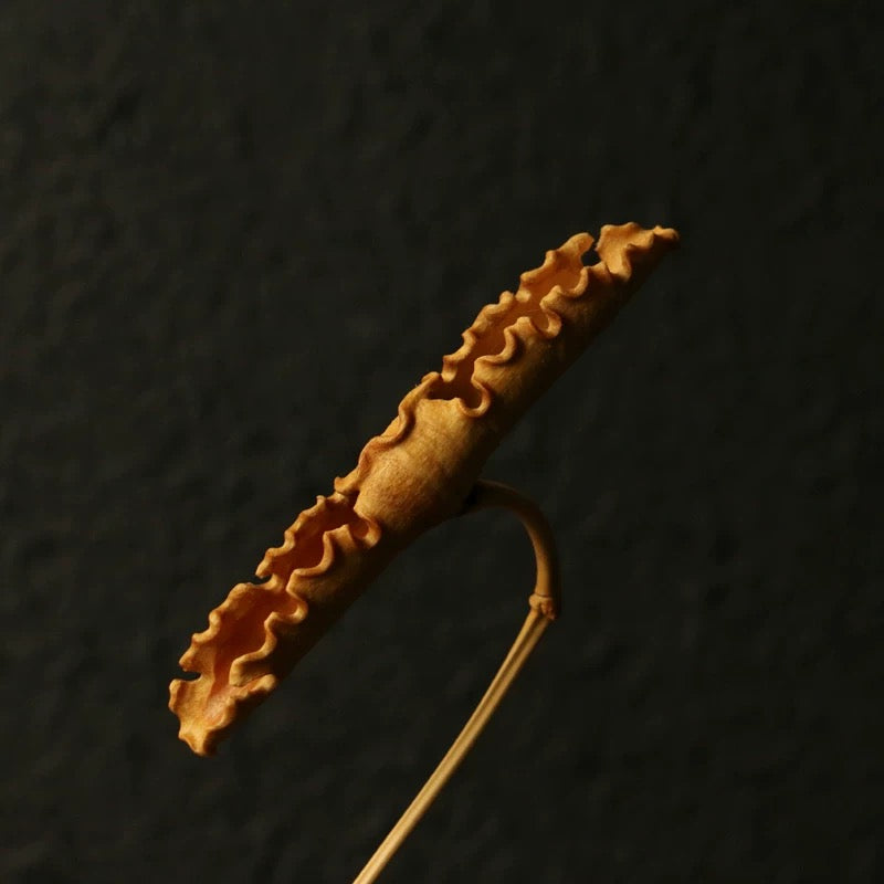 Handmade Bamboo Lotus Decor – Solid Carved Tea Room Centerpiece (Natural Aged Bamboo Art)