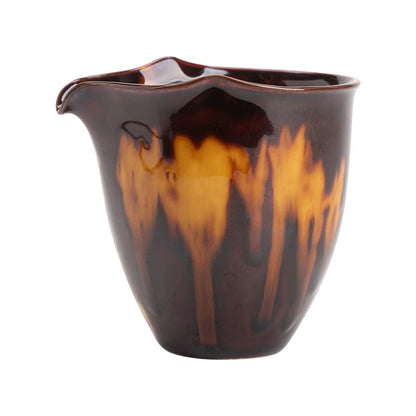 Premium Glazed Tea Server – Vintage Tortoise-Shell Ceramic Gongfu Set (Ergonomic Heat-Proof Design)