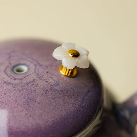 Premium Purple Jun Kiln Teapot – Handcrafted Flambé Glaze with Built-in Strainer (250ml Ceramic Gongfu Brewing Art)