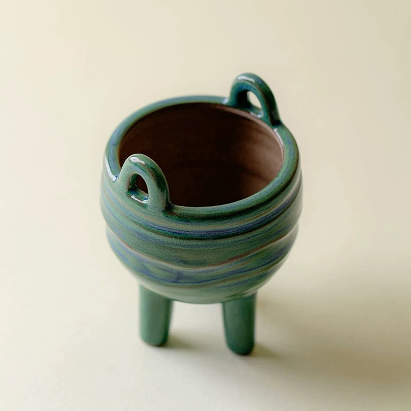 Wabi-Sabi Celadon Incense Altar – Hand-Coiled Stoneware with Kiln-Transmuted 'Official Green' Glaze (Zen Meditation Ceremonial Vessel)