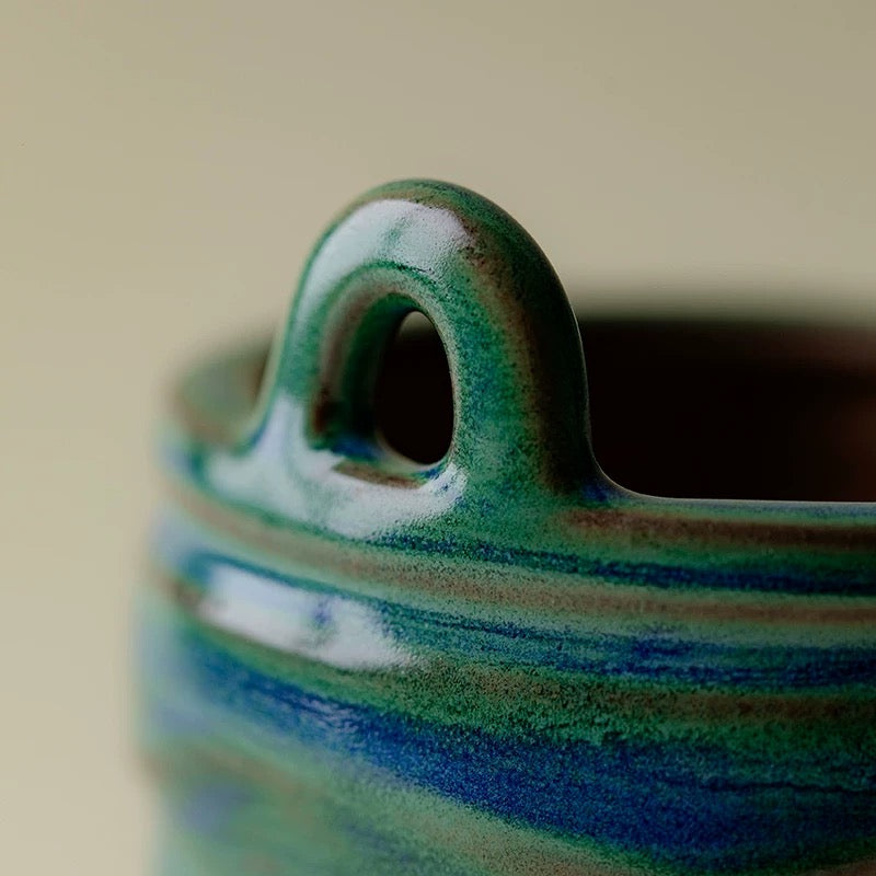 Wabi-Sabi Celadon Incense Altar – Hand-Coiled Stoneware with Kiln-Transmuted 'Official Green' Glaze (Zen Meditation Ceremonial Vessel)