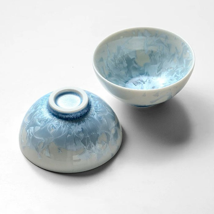 Blue Ice Flower" 120ML Glaze Crystallization Ceramic Master Cup