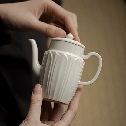Song Dynasty-style Ding Kiln White Ceramic Teapot – Handmade Large Capacity Teapot with Filter, Retro Gongfu Tea Set for Home Brewing