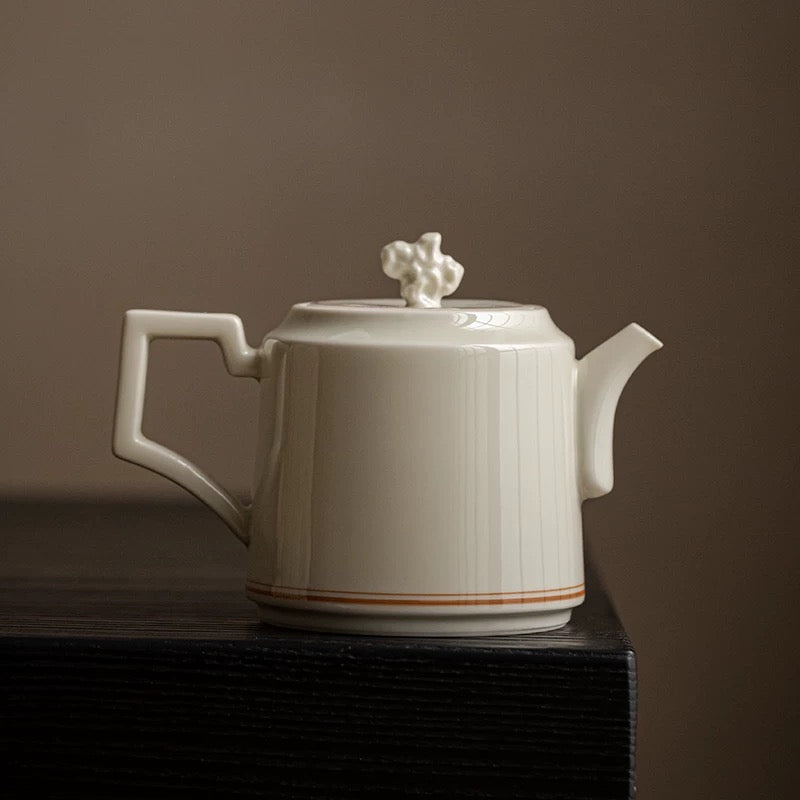 Song Dynasty-style Ding Kiln White Ceramic Teapot – Handmade Large Capacity Teapot with Filter, Retro Gongfu Tea Set for Home Brewing